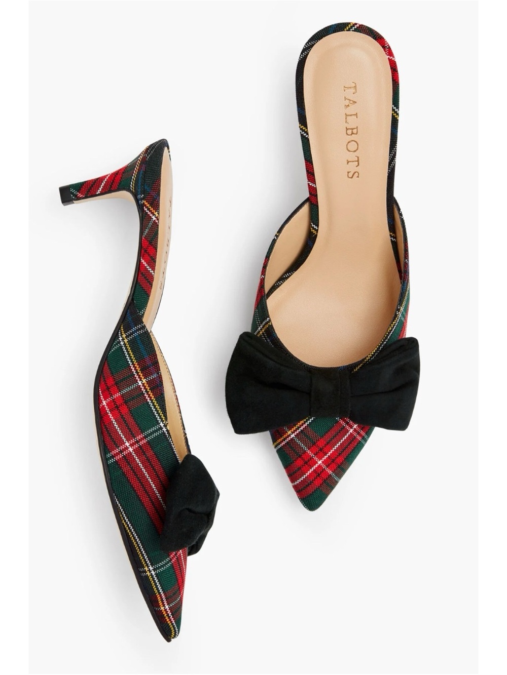 Talbots ERICA BOW MULES in PLAID Size 8.5 M ~ New No Box